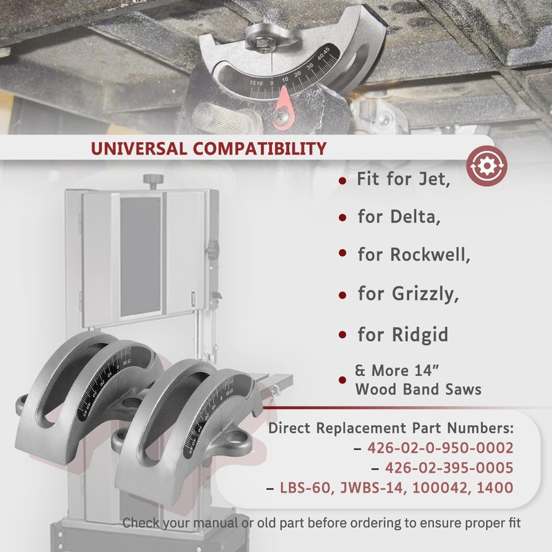 2-Pack Bandsaw Trunnions with Scale, Fit For 14" Standard Bandsaws,