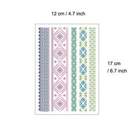 Everjoy Colorful Pixels Style Arm Wrist Temporary Tattoo Stickers - Waterproof Vintage Patterns Armband Body Decorations for Women and Girls