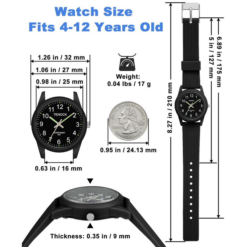 TENOCK Kids Analog Watches for Girls Boys Watches with Soft