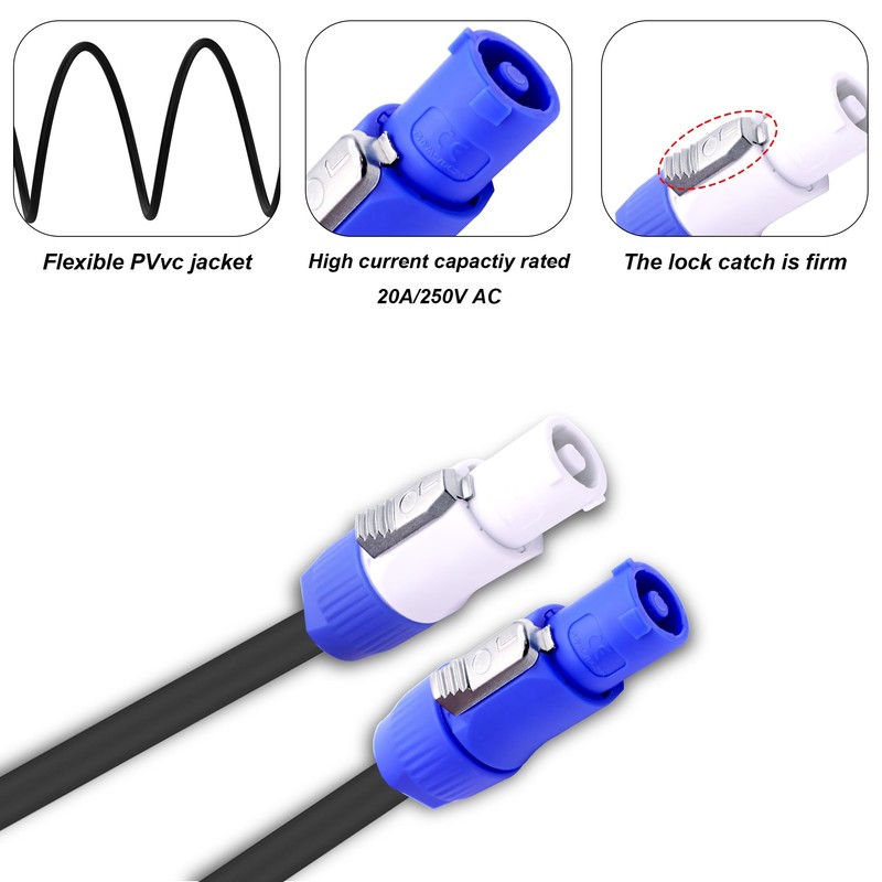 PowerCon Power Cable AC PowerCon Input to PowerCon Output 20A