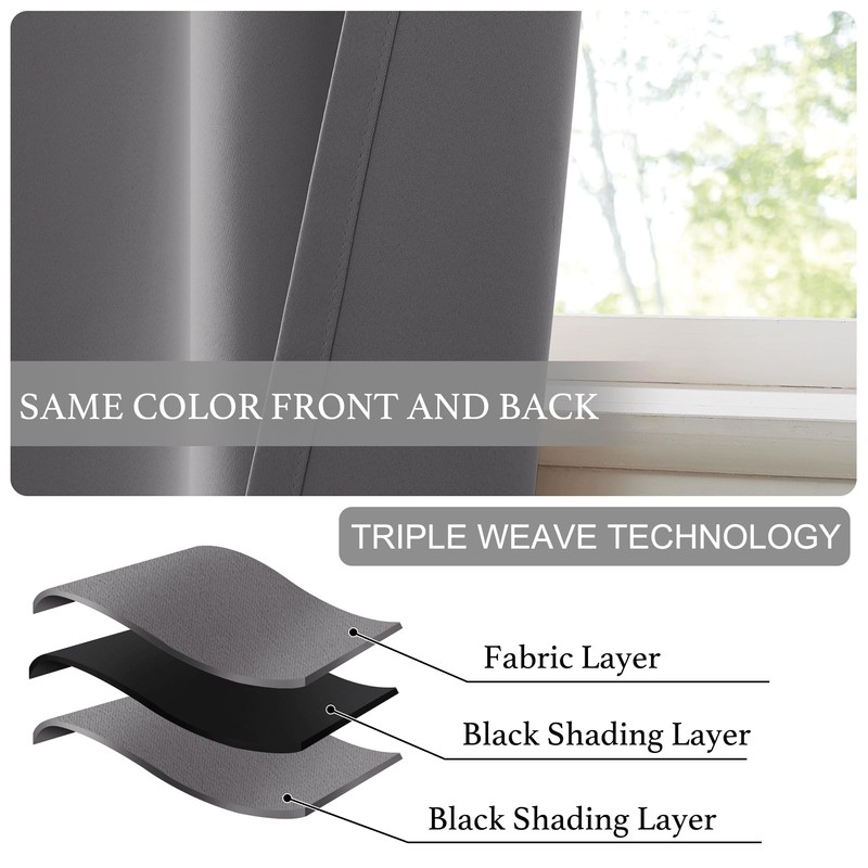 NICETOWN Portable Blackout Small Curtains for Kitchen, Thermal Lnsulated Self-Adhesive