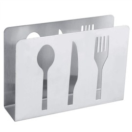 Serviette Holder, Stainless Steel Napkin Holder Silver Modern Freestanding Tissue Dispenser Tabletop Paper Napkin Holder for Kitchen Countertops Decor, 4.7x1.2x3.4inch