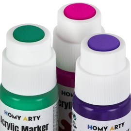 HOMY ARTY Acrylic Paint Markers - 3 Colors 18mm Jumbo Wide Tip Markers for Murals Tagging, Permanent Markers for Rock Painting, Stones, Ceramic, Glass, Wood, Canvas, Fabric, Signs