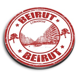 1 x Round MDF Magnet - Beirut Lebanon Travel Map City 4581