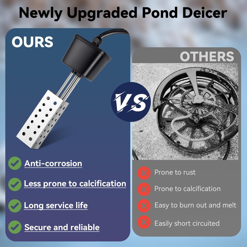 Saillong Pond Heater, Floating Deicer Heater for Outdoor Ponds, Koi