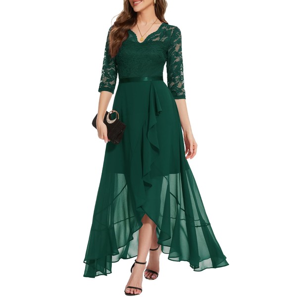 Bbonlinedress Evening Dresses Elegant for Wedding Lace Dress Chiffon Hi-Lo