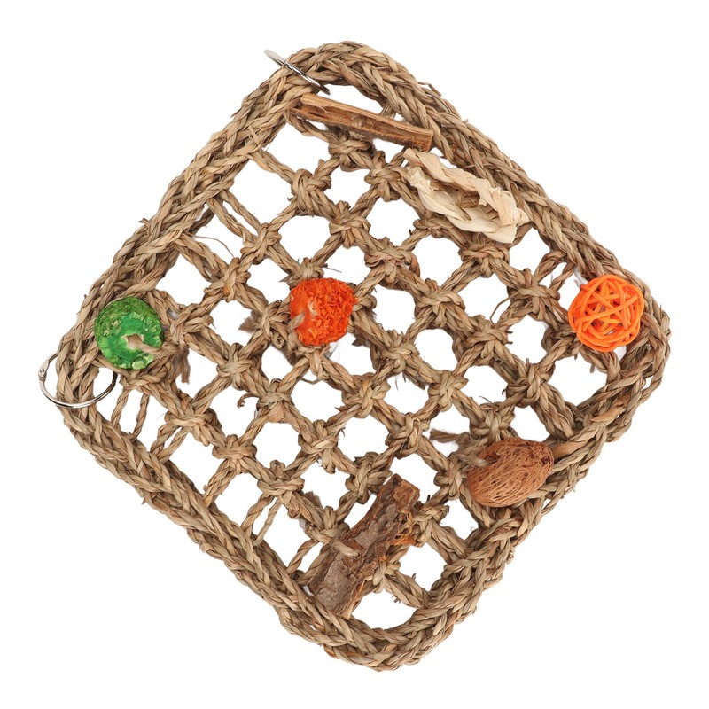 Bird Foraging Wall Toy Boredom Relief Seagrass Hand Woven Parrot