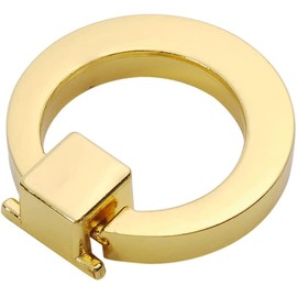 Cabinet Knobs, Metal Ring Pull Handles, Hardware Drawer Pulls Rings 1.57” Diameter Single Hole Cabinet Pulls for Dresser Kitchen Cupboard Wardrobe, Pack of 2 (Gold)