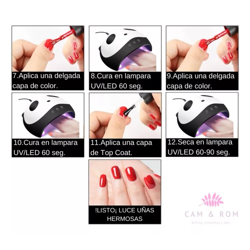 Rj Kit Gel Semipermanente+pulidor+lampara Uv/led 36w+base+top