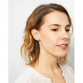 Women Pearl Stud Earrings, Fresh Water Cultured Pearls Button Shape 7-8 mm with a Silver Circle Mount by Secret & You | Sterling Silver 925 Mounts with big nuts.