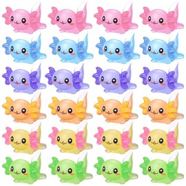 24Pcs Mini Axolotl Figures Litter Axolotl cute Axolotl Ornament Miniature Axolotl Decor Tiny Axolotl Resin Decoration for Garden Patio Potted Plants Lawn Desktop Decoration, DIY Aquarium, Easter Egg Stuffing - Quantity: 48pcs