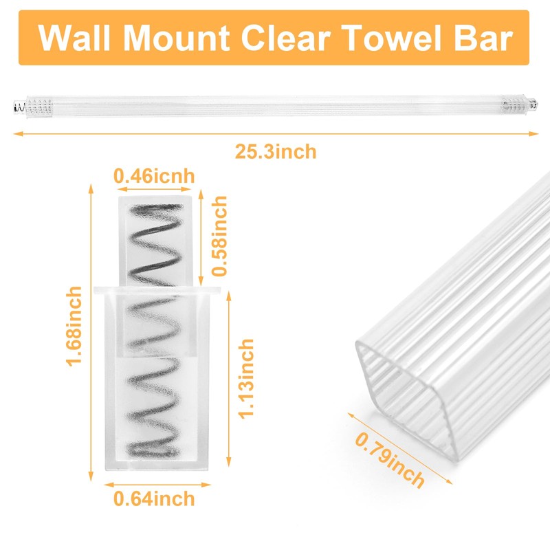 24 Inch Clear Replacement Bathroom Towel Bar ， Towel Bar