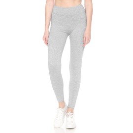 Leggings Depot Women's Cotton Spandex Leggings, Full Length, Yoga Heather Grey, X-Small