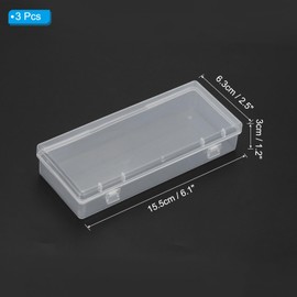 PATIKIL 6.1x2.5x1.2inch Mini Plastic Storage Containers Box, 3Pack Clear Rectangle Organizer Container with Hinged Lids for Collecting Small Items Beads Jewelry Art Craft
