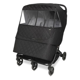Manito Melange Padded Weather Shield for Twin/Double Strollers, Insulated, Water-Repellent, Thermal Protection for Rain, Snow, Wind & Cold, Fall & Winter (Black)