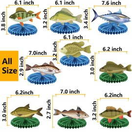 Gone Fishing Party Hanging Swirls Sunfish Trout Bass Fishing Honeycomb Centerpiece Decorations for Fisherman Retirement Party Ceiling Streamers Go Fishing Theme Party Supplies