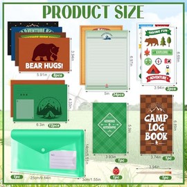 Fullhawl Juego de 51 tarjetas postales de campamento de aventuras en el campamento, kit de postales de papel con cartas, calcomanías para postales, di
