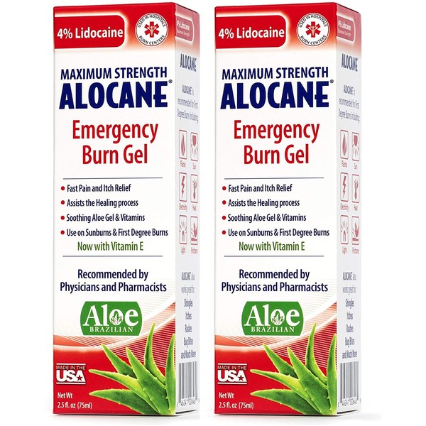 Alocane Maximum Strength Emergency Room Burn Gel, 2.5 Fluid Ounce - Pack of 2