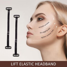 NJCXOLA 2 Pieces Face Lifting Tape Bands, Face Lifting Band, Facelift Bands with Clips, Facelifting Invisible Hair Bands for Chin, Neck and Eyes, Reusable Facelift Band, 18 cm