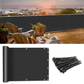 Coarbor 3'x131' Balcony Privacy Fence Screen Mesh Balcony Cover for Balcony Porch Verandah Deck Terrace Patio Backyard Railing 160GSM Up to 90% Blockage Black