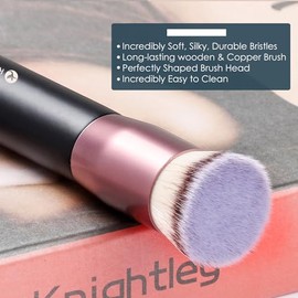 Brocha Base Kabuki Parte Superior Plana Maquillaje Líquido Mezcla Crema Polvo Rubor Pulido Puntos Herramientas Facial Negro