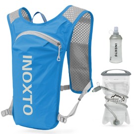 INOXTO running water bag vest backpack with1.5L water bladder hydration pack backpack suitable for running, cycling, mountain climbing, camping for men women (Sapphire 1.5L water bag, standard)