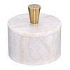 Queenza Marble Salt Cellar with Lid and Brass Knob (Brown)