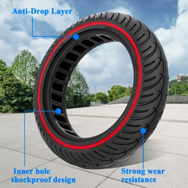 Amitor 2 Pack Scooter Solid Tires, Electric Scooter Replacement Wheels Honeycomb Solid Tire, 8.5 Inch Non-pneumatic Tires (Red_2PC_05)