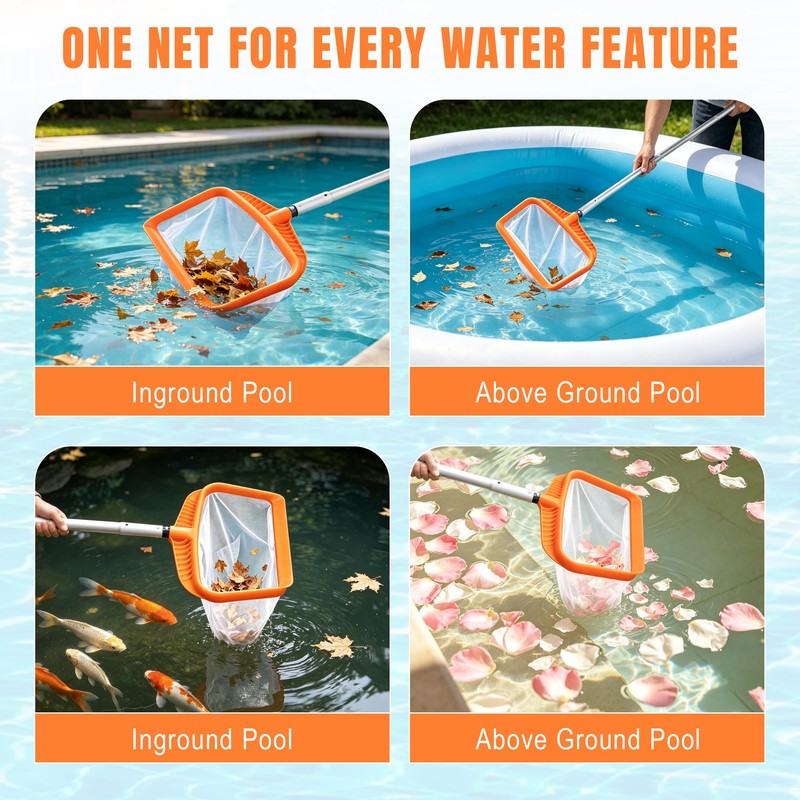 Asly YardMngSter Pool Cleaning Kit, 7.5Ft Aluminum Telescoping Pole with