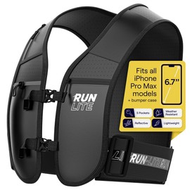 Weste für Lauftelefonhalter, wasserdichte Tasche, reflektierend, verstellbarer Bund, Wasserflaschenhalter, 5 Taschen – Unisex – M/L (83,8–111,8 cm)