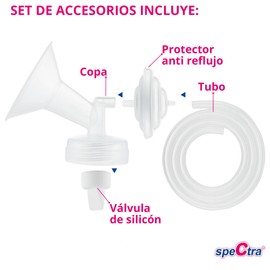Spectra | Set de Accesorios para Extractor de Leche Eléctrico Talla 20mm (1 Kit) | Accesorio Original, Brida Compatible con Saca Leches Eléctricos Spectra S1 Plus S2 Plus y 9 Plus. Repuesto, Kit de Extracción contiene: 1 Copa (20mm), 1 Válvula de Silicón