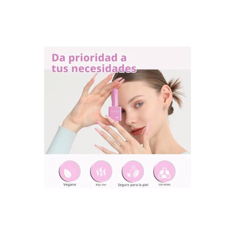CANNI- Esmalte de uñas en gel rosa, 1 pieza de