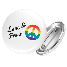Huuraa Button Love & Peace Gift Love & Peace Gift Idea, 25mm, Metal