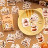 Obujopal 46 Pcs Small Coffee Cat Stickers for Scrapbooking Diary