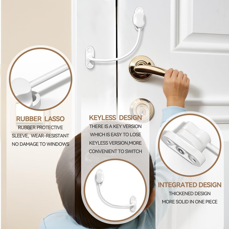 Bwintech Pack of 2 White Keyless Window Restrictor, UPVC Window