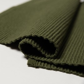 LINUM Plain Pack of 4 Placemats 35 x 46 cm 100% Ribbed Cotton Washable Dark Olive Green