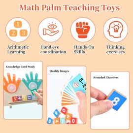 YILANJIN Wooden Maths Toy, Wooden Math Toy Counting Learning, Educational Learning Number Toy for Toddlers, Finger Counting Learning Toy for 3-6 Years Boys and Girls (30 x 15.5 x 3 cm)