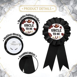 Western Uncle to Be Tinplate Badge Pin, Cowboy Best Uncle Ever Pin, Little Cowboy Gender Reveal Button for Men, Black Rosette Uncle to Be Award Ribbon, Wild West Themed Baby Shower Party Favors