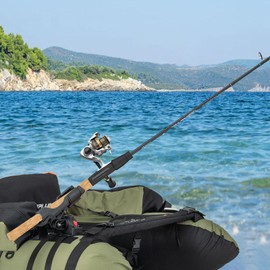 GYMAX Fishing Rod Holder, Boat Kayak Accessories Set with Rod Holder, Anchor Lock Release System, Camera/Device Holder, 3 Rack Brackets & 6 Fixing Straps, 360 Rotatable Mounting Base