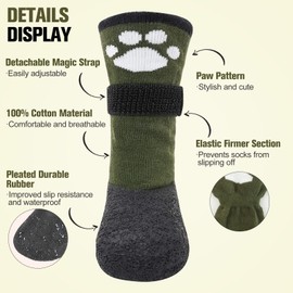 BEAUTYZOO Anti Slip Dog Socks Boots, Dog Shoes for Hot/Cold Winter Pavement, Waterproof Grip Dogs Booties Paw Protector for Hardwood Floor, Prevent Licking for Small Medium Large Dogs Puppy Senior Old