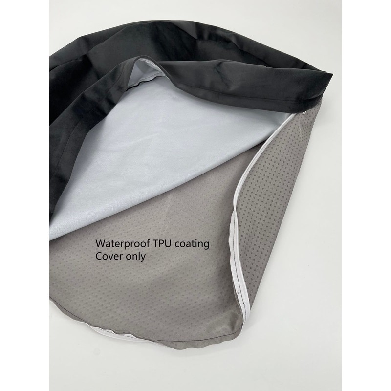 Wateproof Donut Dog Bed Cover with Zipper Grey Velvet Round