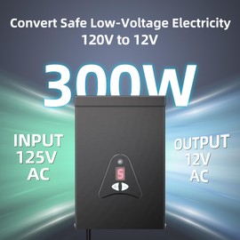 Low Voltage Landscape Transformer, 300W Outdoor Low Voltage Trams Former Waterproof, Dusk to Dawn Sensor Control, 120VAC to 12 V, 2 Outputs for Outdoor Landscape Lightings, ETL Listed (300, Watts)