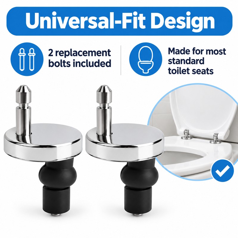 Stainless Steel Toilet Seat Bolt Replacement Kit, 2-Piece Top-Fix Hinge