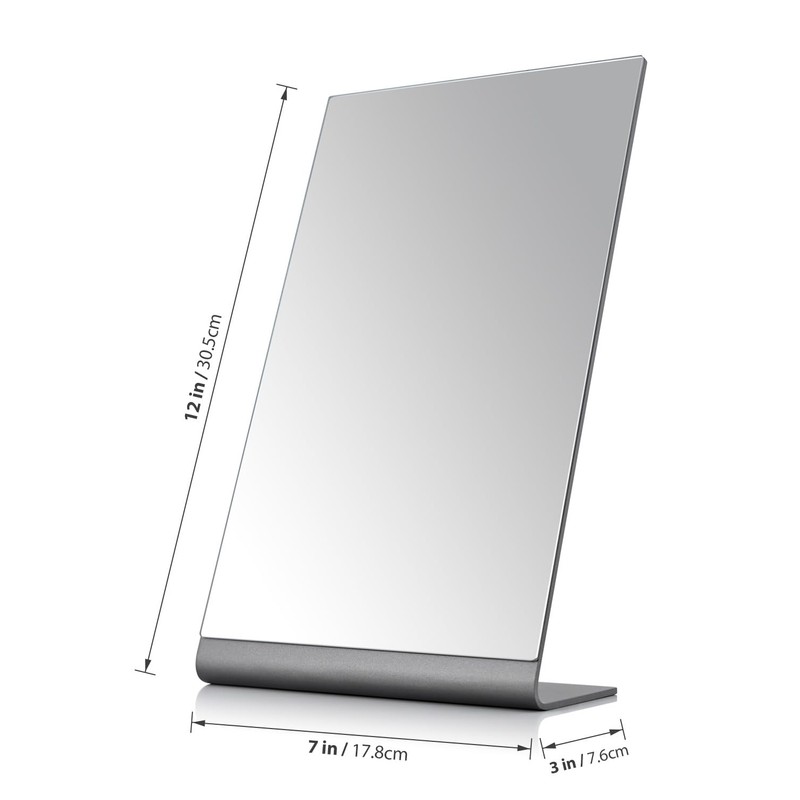 NEZZOE Rectangular Makeup Mirror for Desk, 12 inch Aluminum Table