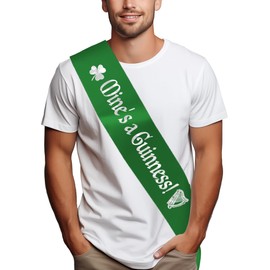 St Patrick's Day Sash - Green with Silver Text - Irish Drinks Sash