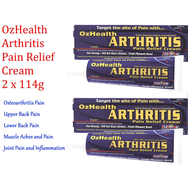 2 x 114g OZHEALTH Arthritis Pain Relief Cream OZ HEALTH w/ Glucosamine NEW