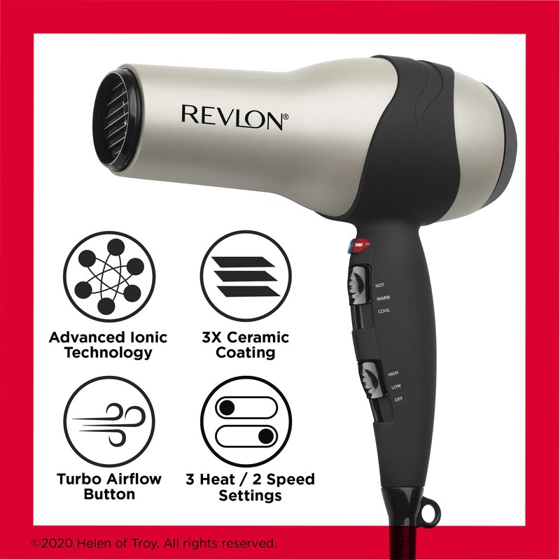 REVLON Turbo Hair Dryer with Advanced Ionic Technology, Ceramic Coating