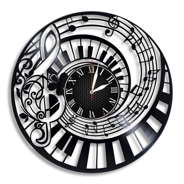Music Piano Notes Art Vinyl Wall Clock, Music Piano Notes Art Design Gift for Any Occasion