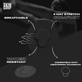 Skin Grip CGM Sensor Patches Compatible with Medtronic Guardian (20-Pack), Waterproof & Sweatproof for 10-14 Days, Pre-Cut Adhesive Tape, Continuous Glucose Monitor Patch, Black