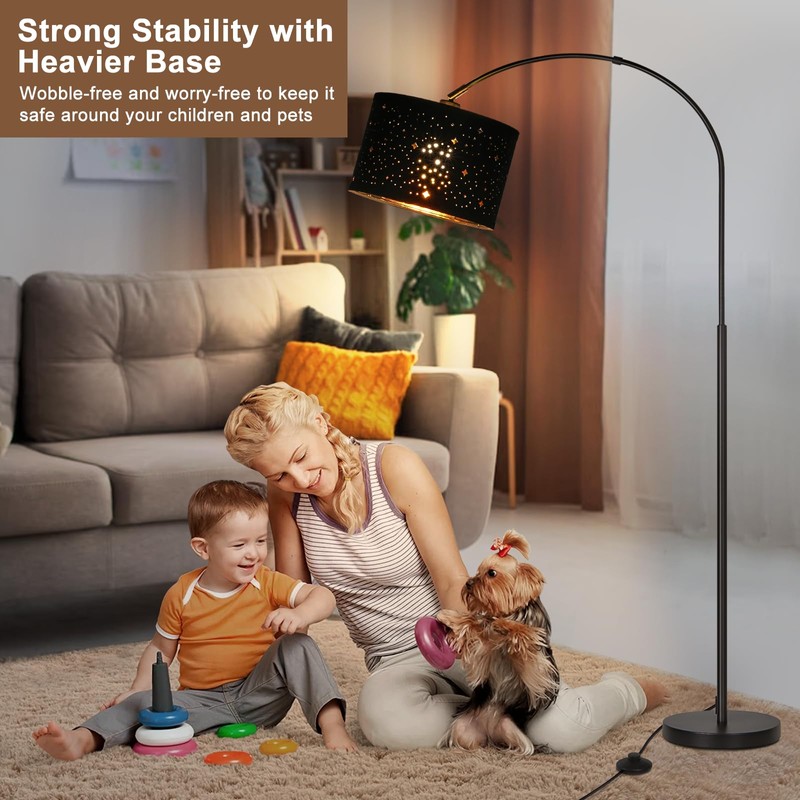 Seaside Village Modern Arc Floor Lamp, Tall Pole Lamp with